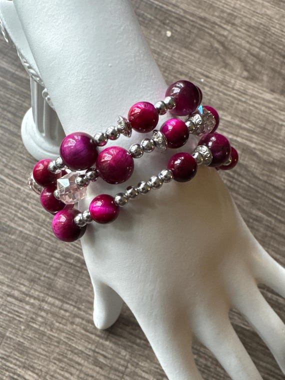 Red Tiger Eye Memory Wire Bracelet | Tiger Eye Bracelet | Memory Wire Bracelet
