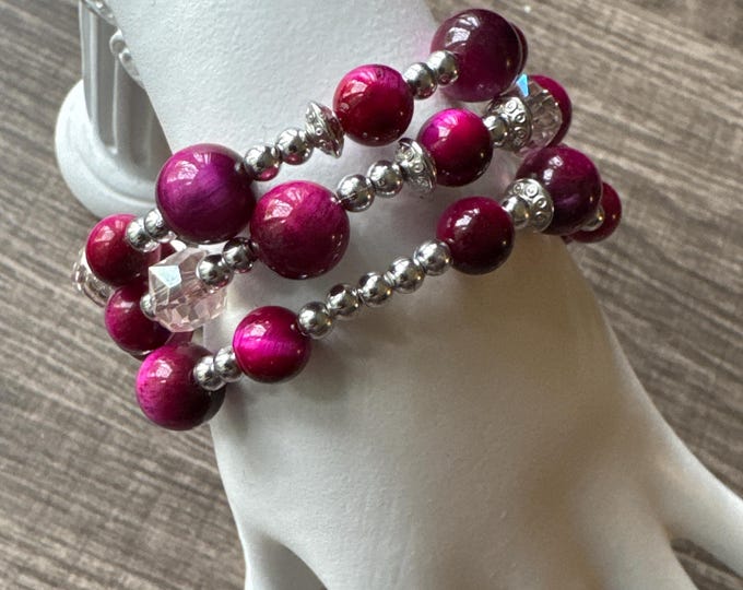 Red Tiger Eye Memory Wire Bracelet | Tiger Eye Bracelet | Memory Wire Bracelet