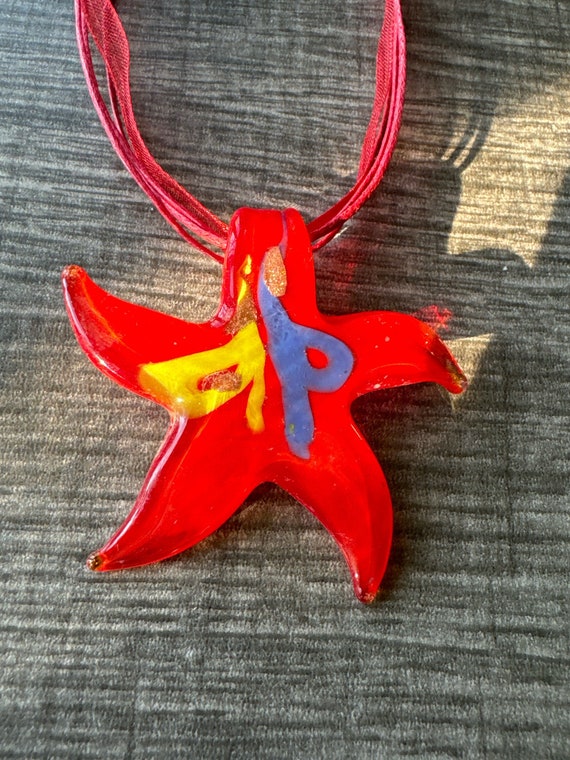 Red Starfish Pendant | Lampwork Glass Starfish | Starfish Pendant Necklace