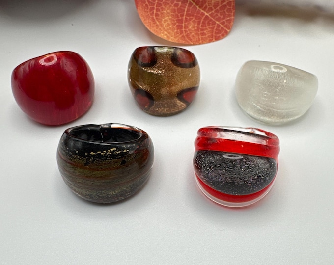 Size 8 - Assorted Glass Rings - Millefiori Glass Rings | Murano Glass Inspired Glass Rings