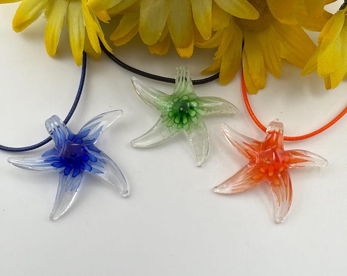 Luminous Glass Starfish | Starfish Pendant Necklace | Starfish Jewelry | Glass Starfish Pendant
