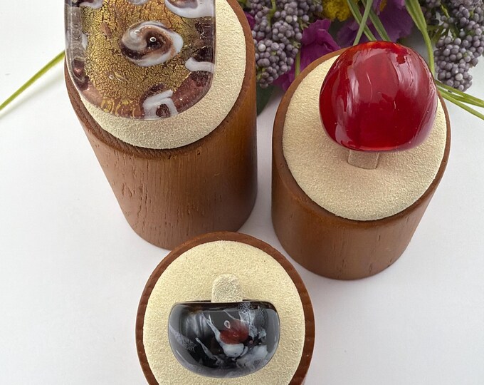 Size 4 3/4 - Lampwork Glass Ring | Assorted Glass Ring | Murano Glass Inspired Glass Ring