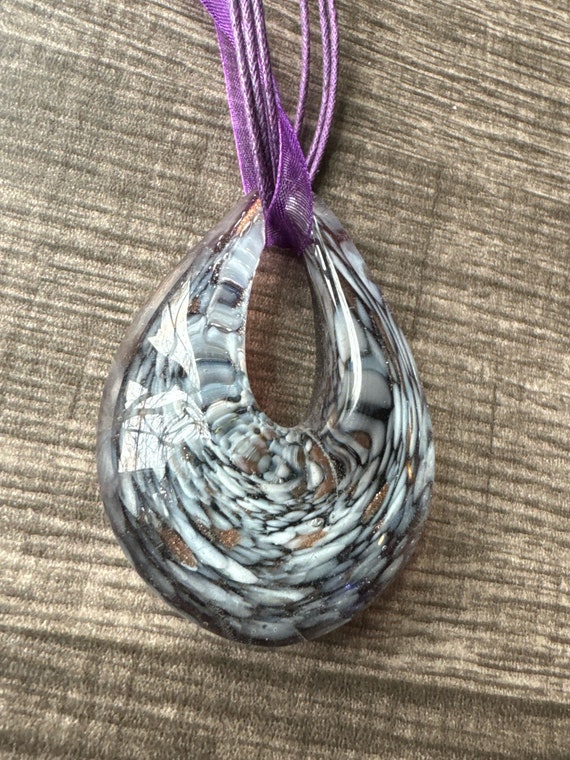 Purple Large Teardrop Lampwork Pendant Necklace*