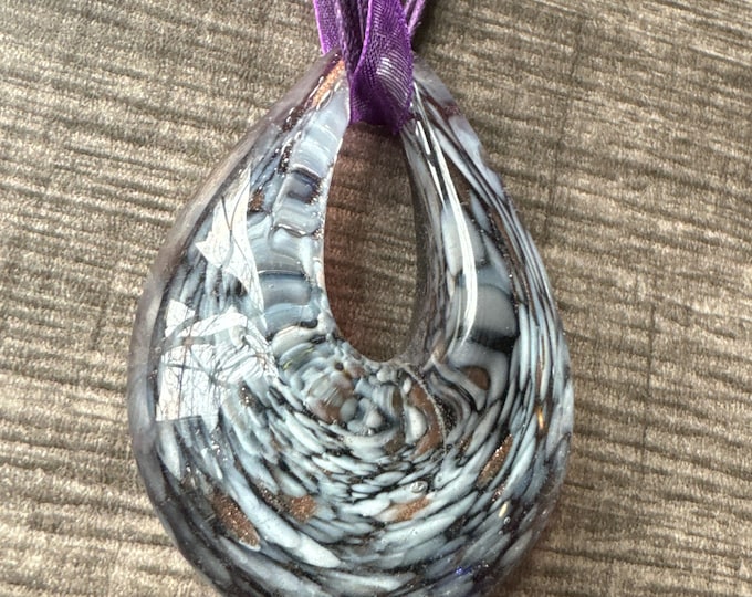 Purple Large Teardrop Lampwork Pendant Necklace*