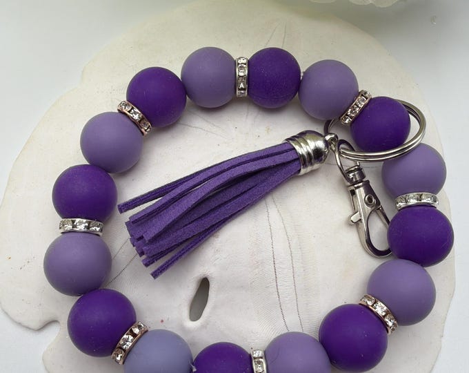 Purple Silicone Bead Wristlet/Keychain | Purple Wristlet