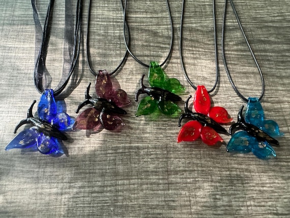 Butterfly Pendant Necklace | Lampwork Glass Butterfly | Glass Butterfly Pendant Necklace