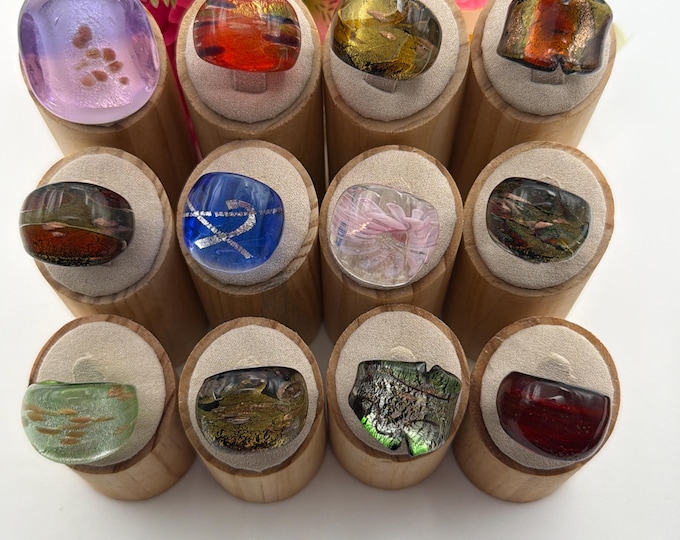 Size 6 3/4 * Lampwork Glass Rings | Assorted Glass Rings | Murano Glass Inspired Glass Rings