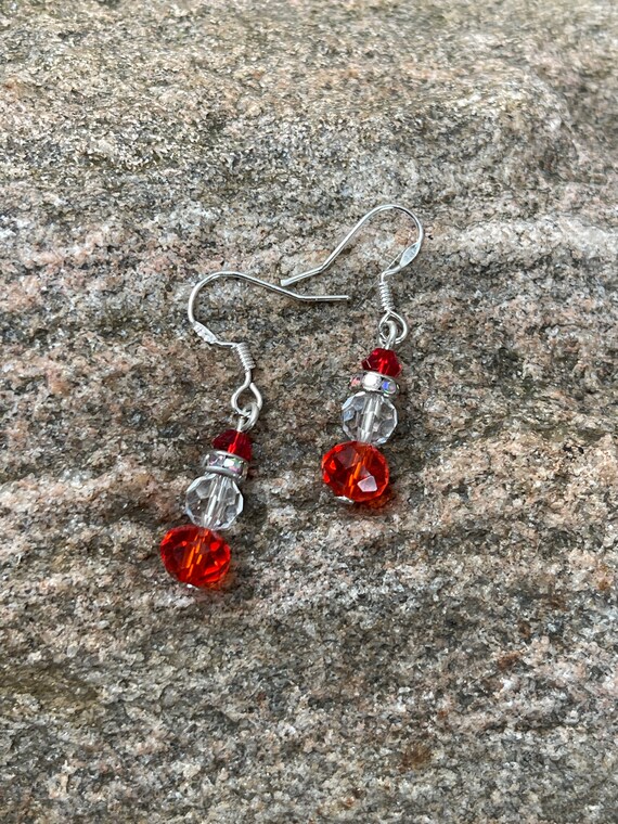 Faceted Bead Santa Earrings