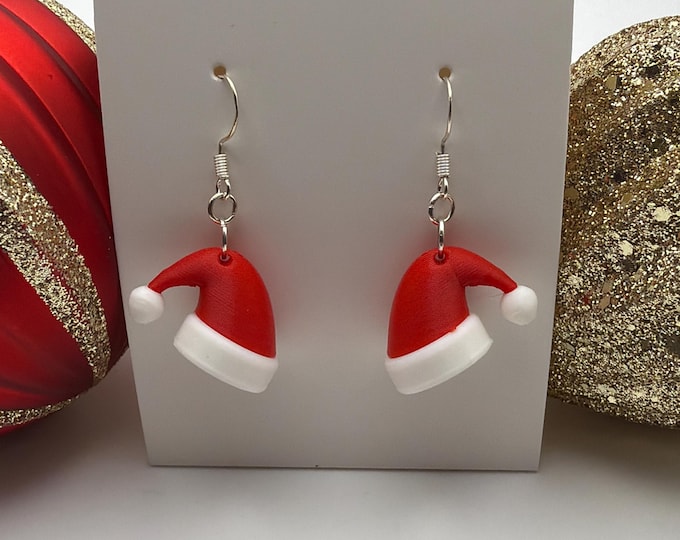 Santa Hat Earrings | 3D Printed