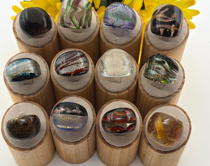 Size 7 3/4 - Lampwork Glass Rings | Assorted Glass Rings | Murano Glass Inspired Glass Rings
