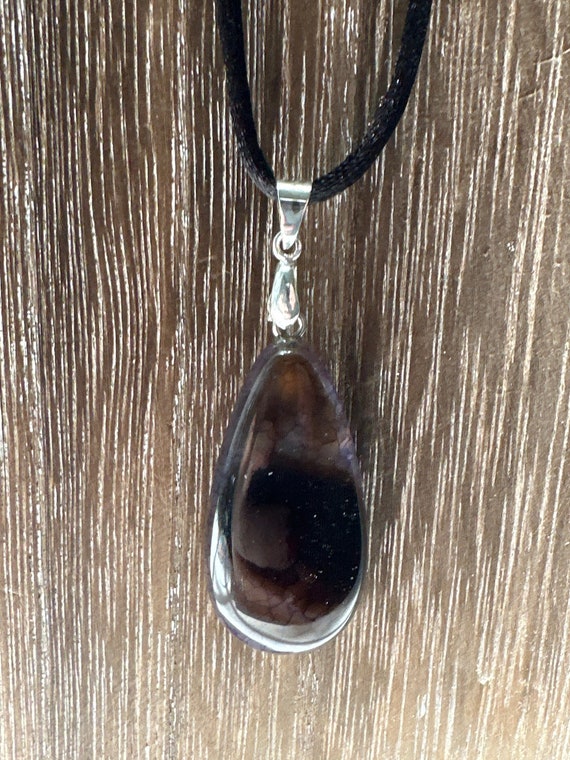Geode Druzy Purple/Black Teardrop | Teardrop Pendant Necklace