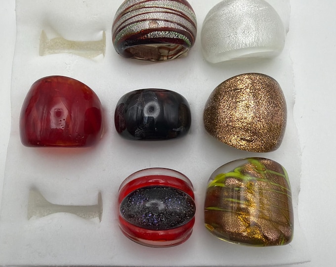 Size 8 - Assorted Glass Rings - Millefiori Glass Rings | Murano Glass Inspired Glass Rings