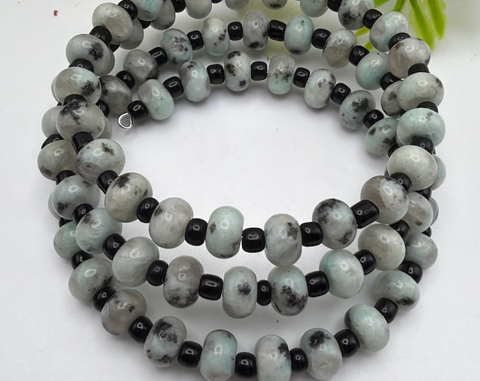 Sesame Jasper Bead Memory Wire Bracelet | Wrap Bracelet | Jasper Rondelle Bead Memory Wire Bracelet