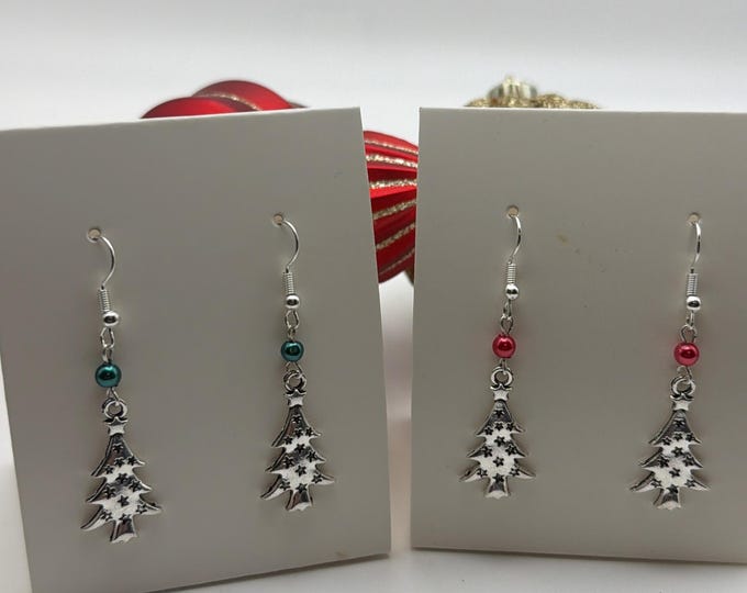 Silver Christmas Tree Earrings | Christmas Tree Earrings | Stocking Stuffers