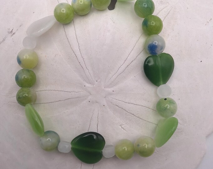 Green Jade bracelet | Cats Eye Gemstones | Stretch Bracelet  | Beaded Bracelet | Morse code Badass | Message in a bracelet | Quote Bracelet