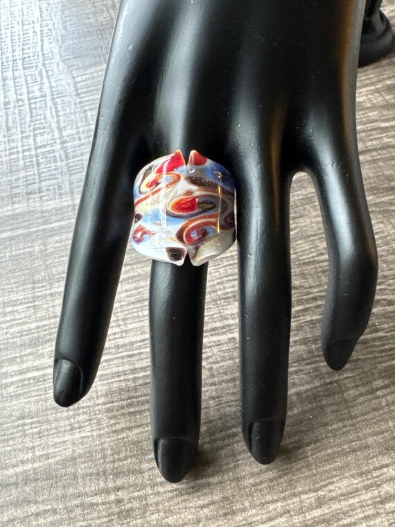 Murano Glass LampWork Ring - Size 8 1/4