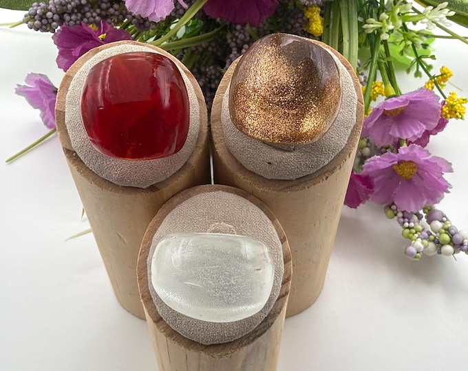 Size 6 * Set of 3 | Lampwork Glass Rings | Murano Inspired Lampwork Glass Rings | Statement Rings