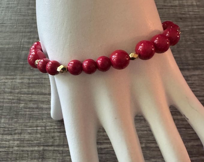 Red Coral Stretch Bracelet | Beaded Bracelet | Morse code - Survivor | Message in a Bracelet | Quote Bracelet