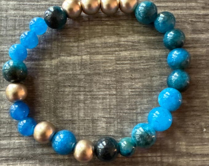 Blue Tiger Eye Stretch Bracelet | Beaded Bracelet | Morse code - Hope | Message in a Bracelet | Quote Bracelet