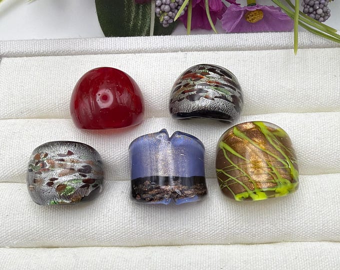 Size 5 - Lampwork Glass Rings - Assorted Glass Rings | Murano Glass Inspired Glass Rings
