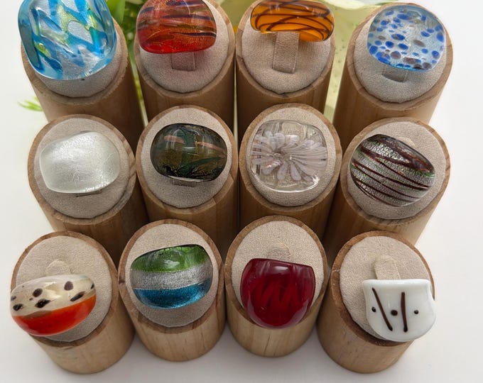 Size 6 3/4 - Lampwork Glass Rings | Assorted Glass Rings | Murano Glass Inspired Glass Rings