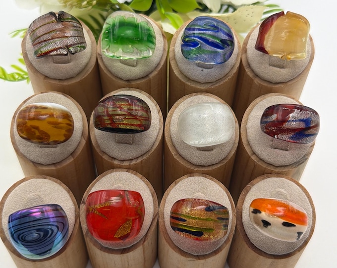 Size 7 1/2 * Lampwork Glass Rings | Assorted Glass Rings | Murano Glass Inspired Glass Rings