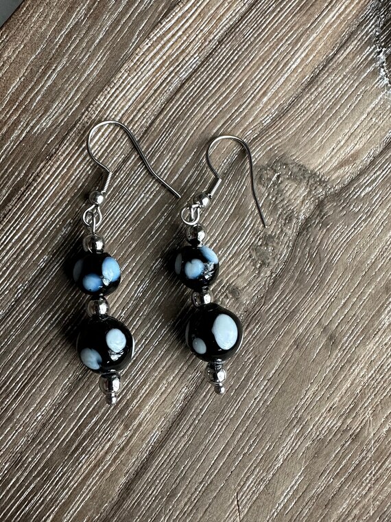 Black/White Lampwork Earrings