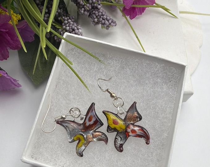 Millefiori Butterfly Glass Earrings