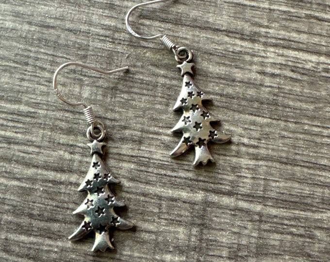 Silver Christmas Tree Earrings | Christmas Tree Earrings | Stocking Stuffer