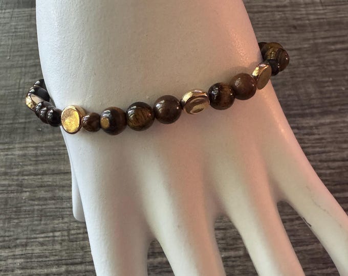 Tiger Eye Stretch Bracelet | Beaded Bracelet | Morse code - Survivor | Message in a Bracelet | Quote Bracelet