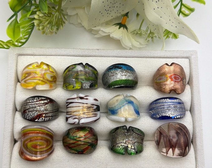 Size 8 1/4 - Lampwork Glass Rings | Assorted Glass Rings | Murano Glass Inspired Glass Rings