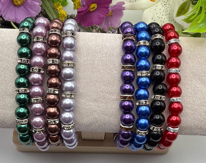 Pearl & Rhinestone Bracelet | Stretch Bracelet