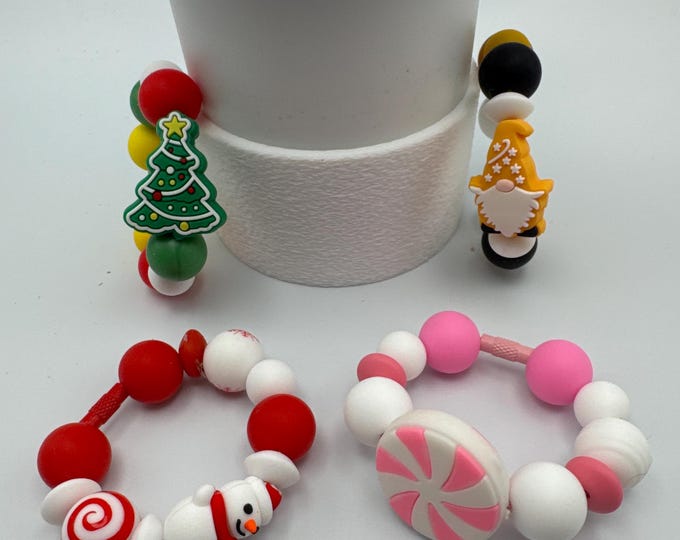Christmas Themed Tumbler Handle Bracelet | Stanley Cup Accessories | Cup/Tumbler Handle Bracelet