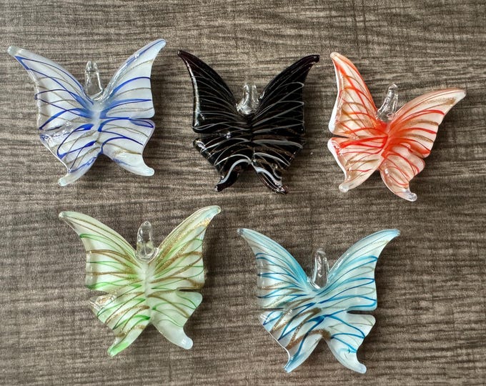 Butterfly Pendant Necklace | Lampwork Glass Butterfly Pendant | Colorful Lampwork Pendant Necklace