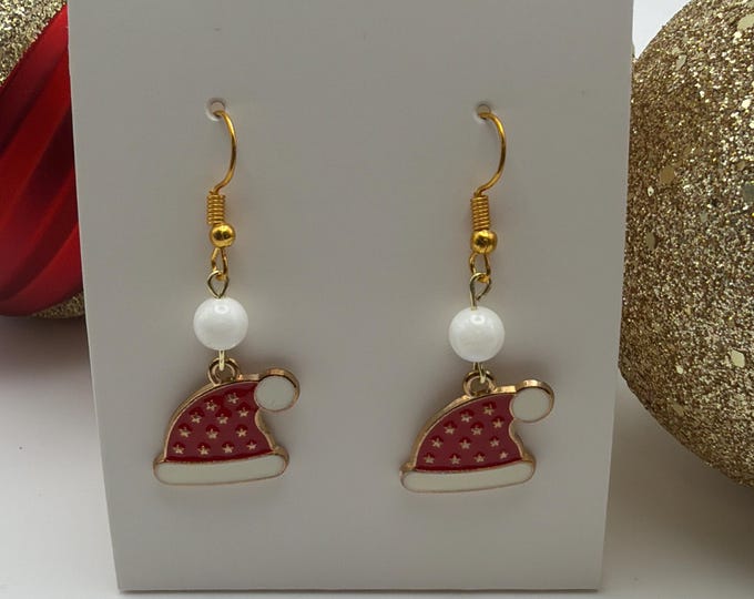 Red Winter Hat Earrings | Winter Toque Earrings | Christmas Earrings | Stocking Stuffers