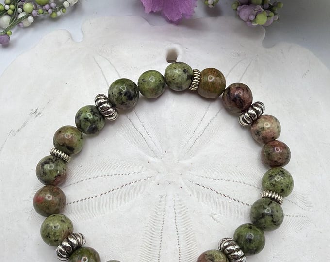 Unakite Stretch Bracelet | Gemstone Bracelet | Beaded Bracelet