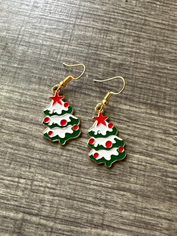 Christmas Tree Charm Earrings | Stocking Stuffers | Tree Earrings | Christmas Earrings