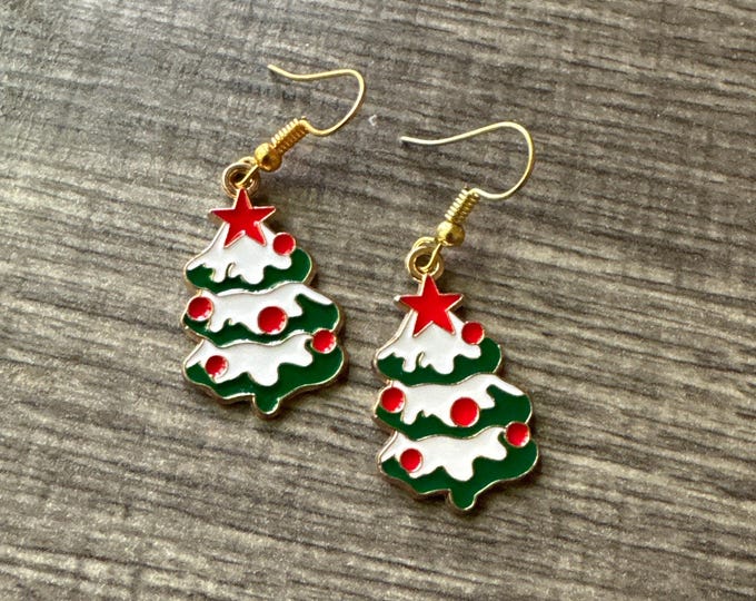 Christmas Tree Charm Earrings | Stocking Stuffers | Tree Earrings | Christmas Earrings
