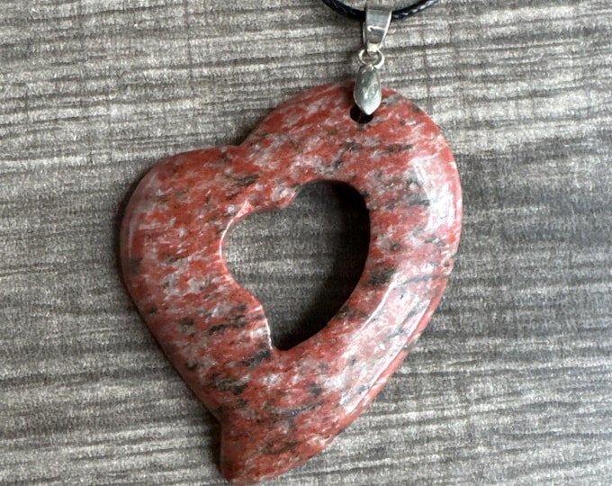 Rhodonite Heart Pendant Necklace | Heart Pendant
