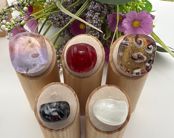 Size 4 3/4 - Lampwork Glass Ring | Assorted Glass Ring | Murano Glass Inspired Glass Ring