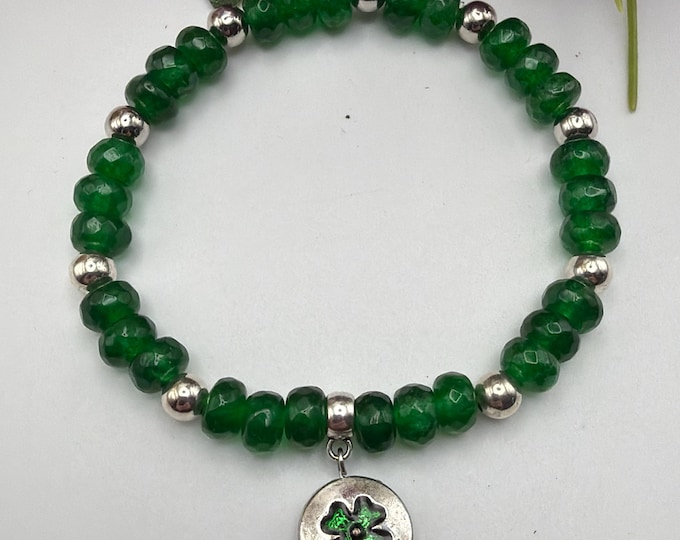 Aventurine Clover Stretch Bracelet | St. Patrick’s Day Bracelet | Four Leaf Clover Bracelet