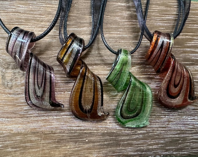 Spiral Pendant Necklace | Murano Glass Spiral Pendant Necklace | Glass Spiral Pendant