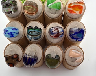 Size 8 * Lampwork Glass Rings | Assorted Glass Rings | Murano Glass Inspired Glass Rings