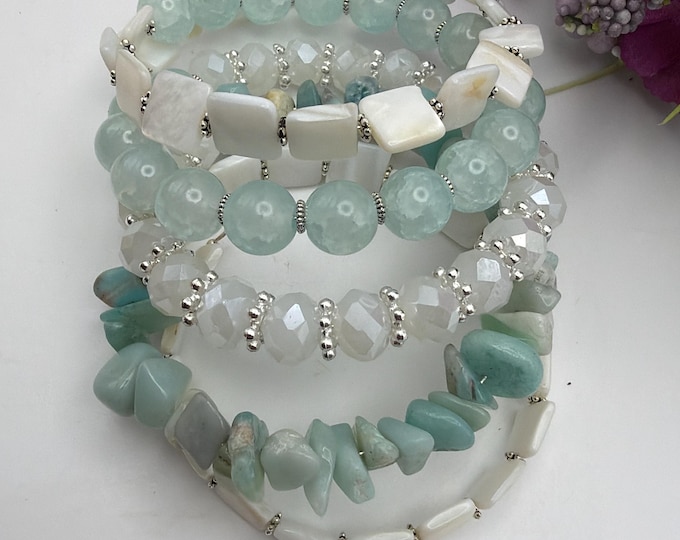 Amazonite Multi-Strand Memory Wire Bracelet | Amazonite Bracelet
