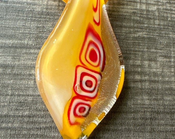 Orange Millefiori Drop Pendant | Drop Glass Pendant Necklace