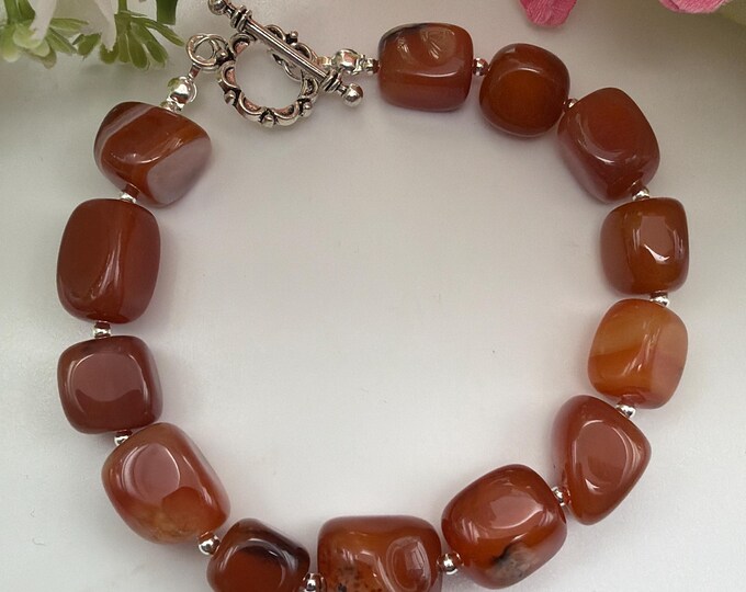 Carnelian Agate Bracelet | Gemstone Bracelet