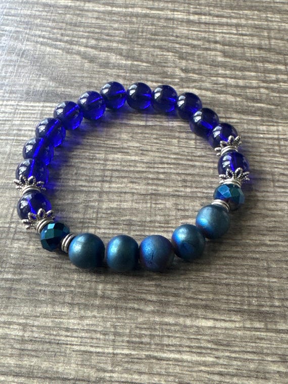 Blue Natural Stone Bead Bracelet