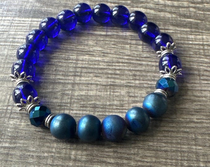 Blue Natural Stone Bead Bracelet