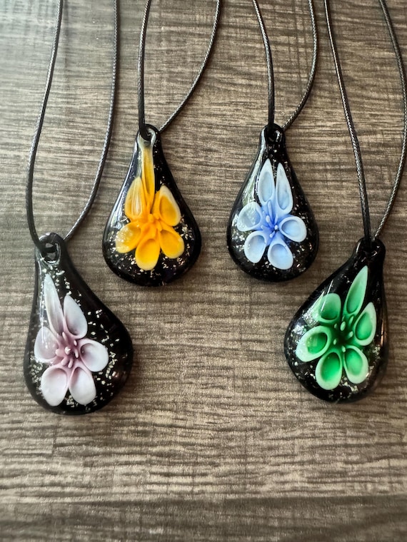 Luminous Flower Pendant Necklace | Flower Drop Pendant Necklace