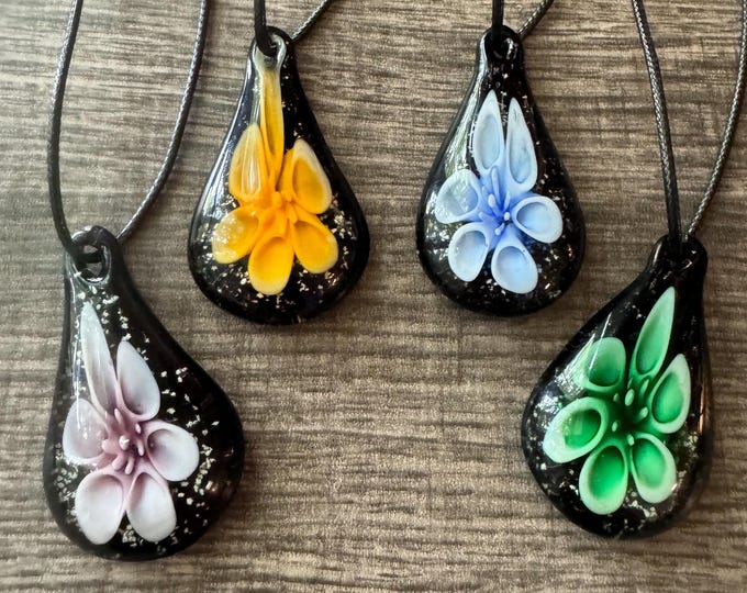 Luminous Flower Pendant Necklace | Flower Drop Pendant Necklace